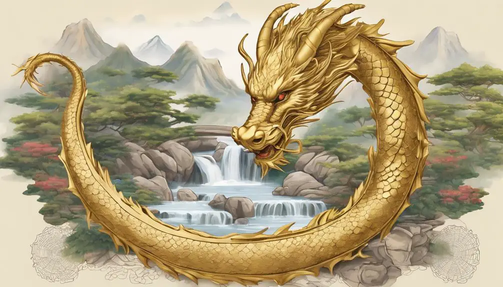 ancient gold dragon statue